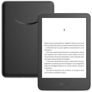 Amazon Kindle (16 GB)| Il più leggero e compatto, con schermo antiriflesso, cambio pagina più rapido, illuminazione frontale regolabile, batteria di lunga durata| Con pubblicità| Nero