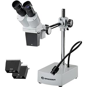 Bresser 5802530 Microscopio Biorit ICD-CS 5 x -20 x Microscopio Stereo a Luce Incidente con LED e Lunga Distanza di Lavoro, 230 mm