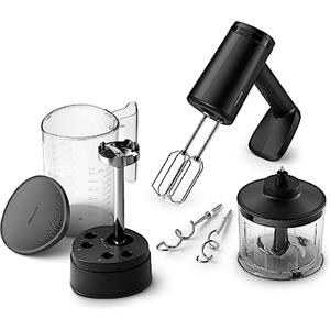 Philips Sbattitore a immersione serie 5000, Sbattitore a immersione 3 in 1, Potente motore da 500 W, Archiviazione intelligente, 5 impostazioni di velocità, Paraspruzzi, Nero (HR3781/20)