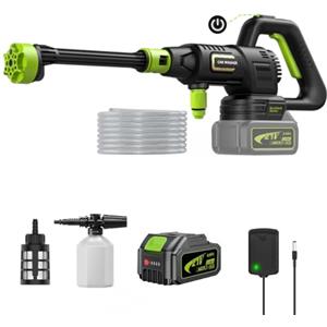 Lambluefly Idropulitrice a Batteria 4.0Ah, 120Bar Idropulitrice Professionale con Motore Brushless,Regolabile su 3Livelli, Idropulitrice Portatile per Lavaggio Auto, Pulizia e Irrigazione del Giardino