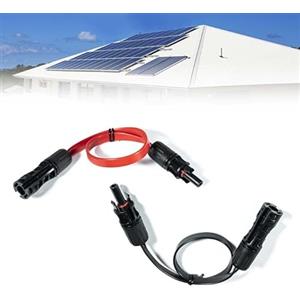 songyea Cavo di prolunga solare da 42 cm, cavo PV con spina, passacavo piatto per finestra, cavo PV per pannelli solari da balcone (rosso e nero)