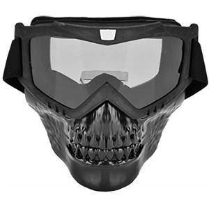 Tiiyee Occhiali da Moto Attività All'aperto, Maschera con Teschio Antinebbia Occhialini Arrampicata Viso Occhialoni Facciale Rimovibile di Sicurezza Casco per Fuoristrada Corsa Motocross (Grigio)