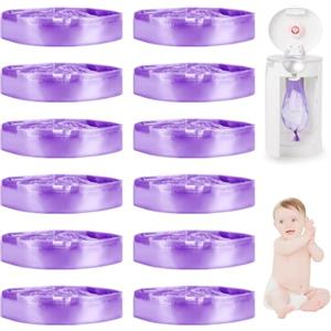 Farerkass 12 Pezzi Ricarica Mangiapannolini, 4.5m Ricarica Mangiapannolini, 7 strati Addensare Protettivi sacchetti per pannolini antiodore, Sacchetti di Ricarica Litter Locker per viola