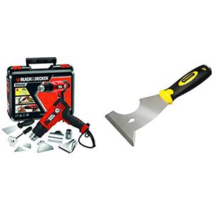 BLACK+DECKER KX2200K-QS Pistola termica/Sverniciatore 2000 W con 8 accessori in valigetta, Temperatura (65-645°c) & STANLEY 0-28-206 Spatola multiuso 6 in 1