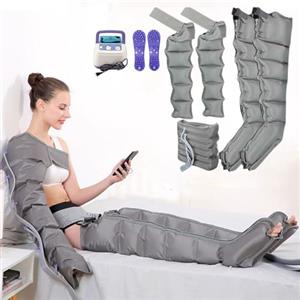 Generic Pressoterapia per Casa per gambe e addome, Massaggiatore Elettrico a Compressione d'Aria, 6 Camere D'aria Pressoterapia Linfodrenaggio Con Funzione Di Cronometraggio, Grigio