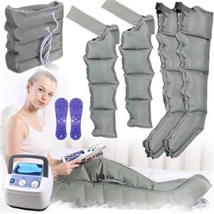 Generic Pressoterapia per Casa per gambe e addome, Massaggiatore Elettrico a Compressione d'Aria, 6 Camere D'aria Pressoterapia Linfodrenaggio Con Funzione Di Cronometraggio, Grigio