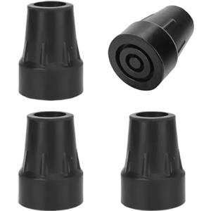 DAJING 4 terminali in gomma per bastone da passeggio da 18/19 mm, resistenti puntali neri per bastoni da passeggio e stampelle (fondo rotondo nero, 60 x 45 mm)