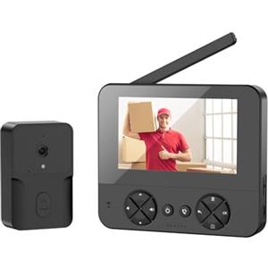 TKMARS Campanello Videocitofono da esterno 1080P HD Campanello Wireless con Telecamera Intelligente Doorbell Campanello Video con Schermo IPS da 4,3, Interconnessione wireless Bluetooth 2,4G, Nessun WiFi