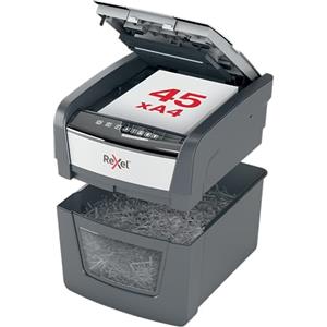 REXEL Optimum Auto Feed+ 45X, Distruggidocumenti Automatico, 45-50 Fogli (80-70 gr/mq), Taglio a Frammento, Livello di Sicurezza P-4, per la Casa e per l'Ufficio, Capacità 20 Litri, 2020045XEU