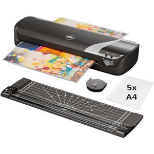 GBC Inspire+ Set 4 in 1 con Plastificatrice per Documenti in Formato A4, Taglierina, Arrotondatore Angoli e Confezione di Pouch - Bianco (4410036)