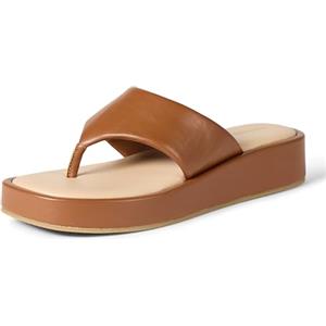 Amazon Essentials Sandali Infradito Flatform Donna, Ecopelle Marrone Chiaro, 39.5 EU
