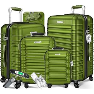 KESSER® Set di 4 valigie rigide, valigia da viaggio, set valigia trolley incl. bilancia per bagagli + etichetta per bagagli, serratura, 4 ruote ABS guscio duro manico telescopico S-M-L-XL