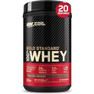 Optimum Nutrition Gold Standard 100% Whey Proteine in polvere per lo Sviluppo e il Recupero Muscolare con Glutammina e Aminoacidi BCAA Naturali, Gusto Doppio Cioccolato, 20 Dosi, 620g