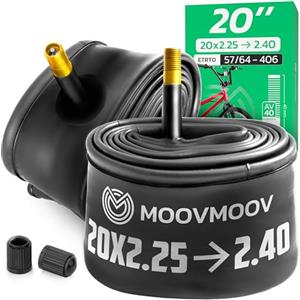 MOOVMOOV Camera d'Aria 20 Pollici - Compatibile con Copertoni 20x2.25, 20x2.30, 20x2.35, 20x2.40 (ETRTO 54-406 a 64-406) - Valvola Schrader - Confezione da 2