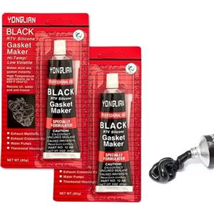 SFNN 2x85g Sigillante Motore Alte Temperature,Sigillante Resistente alla Benzina,Pasta Guarnizione Motore,Adesivo Sigillante Auto e Nautica, per Sigillare Vetri di Automobili, Motore(Rojo) (Nero)