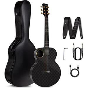 Enya Chitarre Elettro Acustiche 3/4 - X4 Pro Mini Chitarre 36'' Cutaway Chitarra in Fibra di Carbonio per Bambini Adulti Principianti Kit Avvio con Microfoni Smart AccousticPlus Basso Chitarra