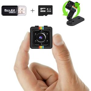 Bextgoo Telecamera Spia Senza Wifi, 1080P FHD Mini Telecamera Spia Nascosta con Scheda di Memoria da 32 GB,Microcamera Senza Fili Videocamera Sorveglianza Per Auto/Casa/Esterna/Interna