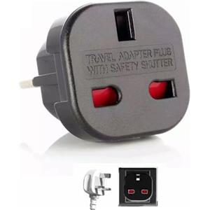 TECHZOCO Adattatore da spina UK a Europeo, adattatore da spina UK a spina europea, adattatore da viaggio UK, adattatore tipo G, adattatore universale da viaggio, 220-240 V, 1 pezzo, nero