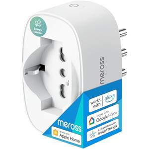 Meross Presa WiFi Italiana, Presa Smart con Monitoraggio Energia, Presa Intelligente Compatibile con Apple HomeKit, Alexa e Google Home, Funzione Timer, Controllo Remoto, 3840W, 16A, 2,4GHz, 1 Pezzo