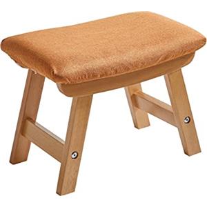 Aibiju Poggiapiedi Ottomano Piccolo, Poggiapiedi Pouf Ottomano Sgabello con gradino in legno con morbido cuscino per Soggiorno, Camera da letto e Cucina,Rivestimento arancione YD-1356