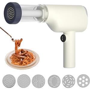 Kamanan Macchina per Pasta Elettrica,40W Ricaricabile Macchina per la Pasta Fresca,1500mAh Macchina per la Pasta Elettrica Portatile,Efficiente Macchina per Tagliatelle di Piccole Dimensioni (bianco)