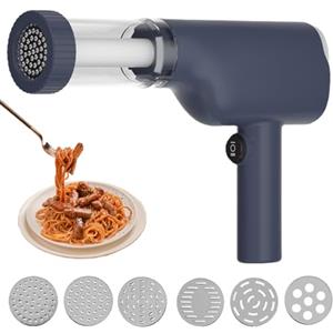 Kamanan Macchina per Pasta Elettrica,40W Ricaricabile Macchina per la Pasta Fresca,1500mAh Macchina per la Pasta Elettrica Portatile,Efficiente Macchina per Tagliatelle di Piccole Dimensioni (Blu)