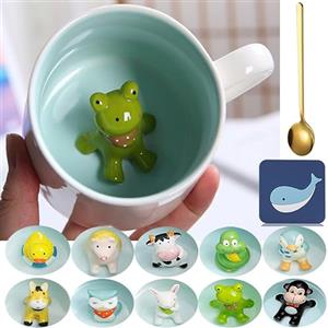 Arawat Mug rana Mug animali 3D con figura di rana all'interno Mug rana 350 ml con cucchiaio Rana Regalo tazza caffè tè carino Regali tazza rana Regalo di compleanno per fidanzati ragazzi donne uomini
