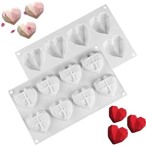 Wenyue Stampi in Silicone per Dolci, Stampo Cuore Silicone, 2 Pezzi Stampo per Torta in Silicone, Stampo in Silicone a Forma di Cuore,Fai-da-Te Stampo per Sapone al Attrezzi da Dessert (bianco)