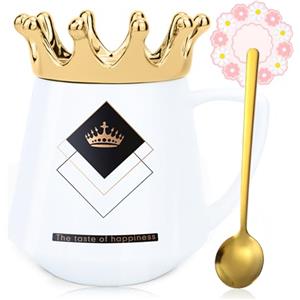 Arawat Tazza Dolce Con Coperchio Tazza Dolce Regalo Con Corona Tazza Da Caffè Per Tè Nero Tazza Da 350 Ml In Ceramica Regalo Di Compleanno Per Donne Ragazze Mamma Fidanzata