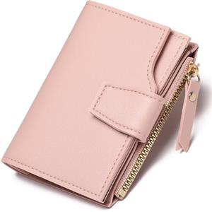 FALAN MULE Portafoglio da Donna in Pelle PU con Protezione RFID, Portamonete Donna Piccolo e Corto con 13 Scomparti per Carte con 2 Finestra di Identificazione e 1 Tasca con Cerniera