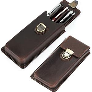 Contacts Astuccio portapenne in vera pelle, portapenne vintage, custodia protettiva per viaggi, elegante accessorio da scrivania, scatola organizer per matite, Caffè2-3, tradizionale