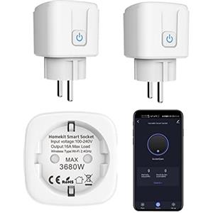 RISOON Presa intelligente WiFi: presa intelligente compatibile con Apple HomeKit, Siri, Alexa, Google Assistant, telecomando vocale e app, spina WiFi con timer/programmazione (confezione da 2)