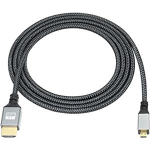 RIIEYOCA Cavo da micro HDMI a HDMI 4K, micro HDMI maschio a HDMI maschio, in alluminio intrecciato, supporto 4K UHD, 1080p, 720p, 3D, per laptop, proiettore, TV, monitor, videocamera (2 m)