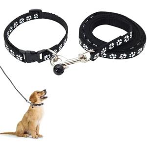 QEEROYO Collare Cane, Guinzaglio per Cani, Collare E Guinzaglio Cane, Guinzaglio, Guinzaglio Cani, Collari per Cani, Collare Cane Taglia Piccola, Per Cani Piccoli, Nero