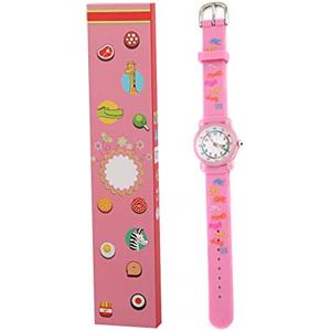 Zerodis Adorabile orologio da bambino impermeabile per bambini, orologio da polso per bambini Riconoscimento dei tempi Giocattolo educativo Lettera modello Unisex Dimensione regolabile(Rosa)