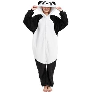 Luojida Unisex Pigiama Panda Cosplay Animale Onesies Pigiama Intero Adulto Morbido e Caldo Pigiama Invernale Pile con Cappuccio e Tasche Ideale Regalo per Costume Carnevale Halloween Natale Panda L