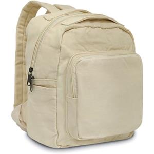 Boziee Piccolo zaino da donna in tela, zaini per bambini, per scuola, viaggi, lavoro, donne, ragazze, unisex, bianco crema, small size