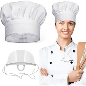 KARELLS Cappello da Cuoco Cappello da Chef Uomo, Misura Regolabile Cappello da Chef, Cappello Cuoco, Cappello da Cuoco Unisex, Cappello da Cuoco Regolabile, per la Casa Ristorante Scolastico