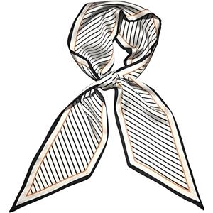 GIMIRO Sciarpa in seta satinata, 148 x 13,5 cm, cravatta a doppio strato, per blazer, cappotto, abito, Strisce bianco/nero/arancione, 148cm x 13,5cm