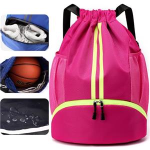 Veki Sacca Sportiva Palestra con Coulisse, Borsa Palestra Sportiva Impermeabile, Sacca Zaino per Uomo e Donna, Zaino Palestra con Scomparto per Scarpe, Borsa da Palla per Basket, Calcio (Rosa)
