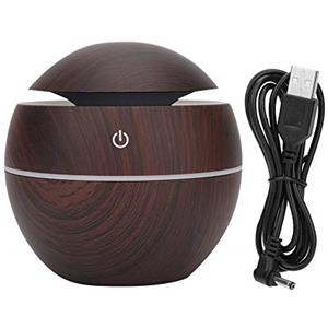VBESTLIFE Umidificatore del diffusore dell'aroma, umidificatore ricaricabile USB dell'umidificatore del diffusore La forma rotonda della palla purifica la terapia dell'aromaterapia (Grano di legno scuro)