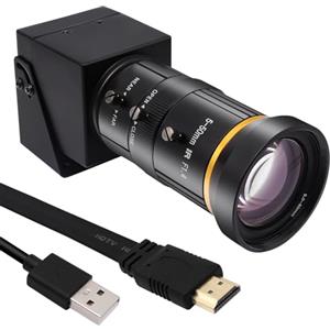 Svpro Telecamera HDMI 4K USB HD Streaming Webcam con zoom 5-50 mm, messa a fuoco manuale, telecamera industriale H.264 H.265 CS Mount Camera 10X zoom ottico per PC, computer portatile, TV
