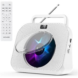 Gueray Lettore CD hifi Lettore CD Bluetooth stereo cd con Altoparlante Copertura Antipolvere Telecomando Musica addormentata e Timer Radio FM Riproduzione USB Schede TF 3,5 mm AUX