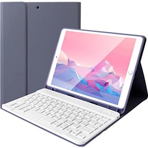 LAMA 10,2 e 10,5 Pollici Custodia per Tastiera iPad, Tastiera Wireless per iPad da 10,2 e 10,5 Pollici(9a 2021/8a 2020/7a generazione 2019, iPad Air 3 2019,iPad Pro 2017) con Portamatite,‎ Viola