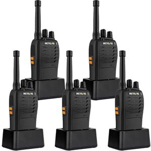 Retevis RB668 Walkie-Talkie, Professionali Ricetrasmittenti Ricaricabile 1200mAh, Allarme di Emergenza, Torcia LED Squelch, H777 Nuova Versione, PMR446 Walkie Talkie per Adulti,Negozio(Nero,5 Pezzi)