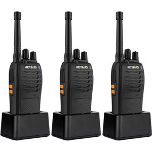 Retevis RB668 Walkie Talkie, Radio Bidirezionale Ricaricabile 1200mAh USB-C, Torcia LED, Allarme Emergenza, H777 Nuova Versione, PMR446 Walkie Talkie Professionali per Famiglia (Nero, 3 Pezzi)