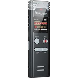 HIFI WALKER V6 Registratore vocale digitale da 64 GB, Registratore ad attivazione vocale con riproduzione per conferenze, riunioni e interviste con password, velocità variabile, lettore MP3