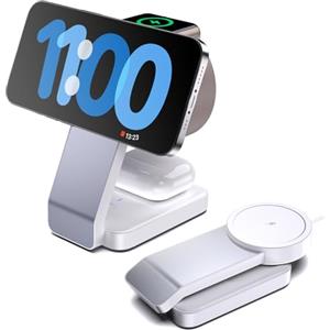 NeotrixQI Caricatore a induzione per iPhone, caricatore magnetico 3 in 1 Apple per iPhone 15 14 13 Pro Max, caricatore wireless per iwatch 9 Ultra 8, Wireless Charger for Airpods Pro 3/2 with Light