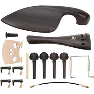 RiToEasysports Il set di parti per violino 4/4 in legno di acero ebano include mentoniera, piroli, perni del ponte e cordiera accessori da gioco Cordiera Violino