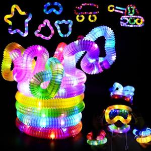 Corpower Tubi Gioco per Bambini, 12PCS Mini Tubi Pop Giocattolo per Bambini, Tubi Luminosi Bambini Tubi Allungabili Gioco Sensoriali, Adatto per Gadget Compleanno Bambini, Natale Halloween Partito Decorazione
